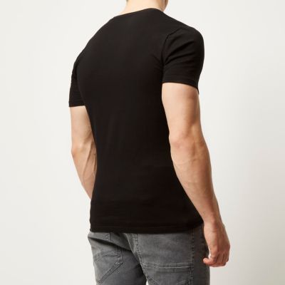 Black V-neck muscle fit t-shirt